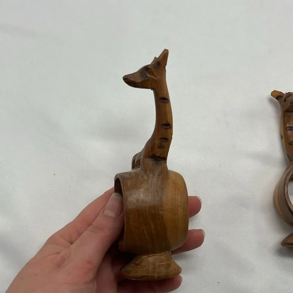 Set of Two Handcarved Giraffe Napkin Rigs